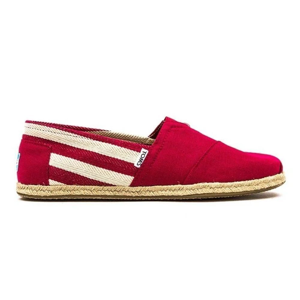 Brand New Toms Men’s Classic Red Stripe University Shoes Slip Ons 9.5